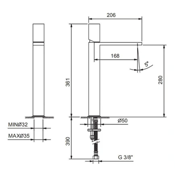 MILANO - 3006 - Countertop single handle stainless steel washbasin mixer by Fantini Rubinetti - view 3
